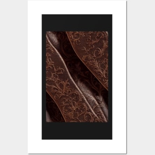 Dark Brown Ornamental Leather Stripes, natural and ecological leather print #56 Posters and Art